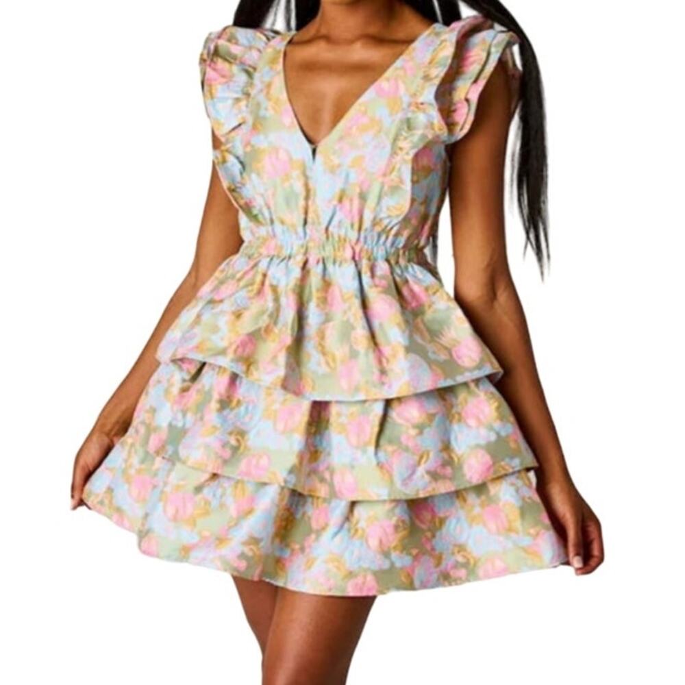 Buddy Love Hudson Womens Mini Dress Floral Chasing Rainbows Lined L